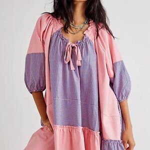 Free People Keegan Tunic; Pink and Purple Striped Tunic Dress